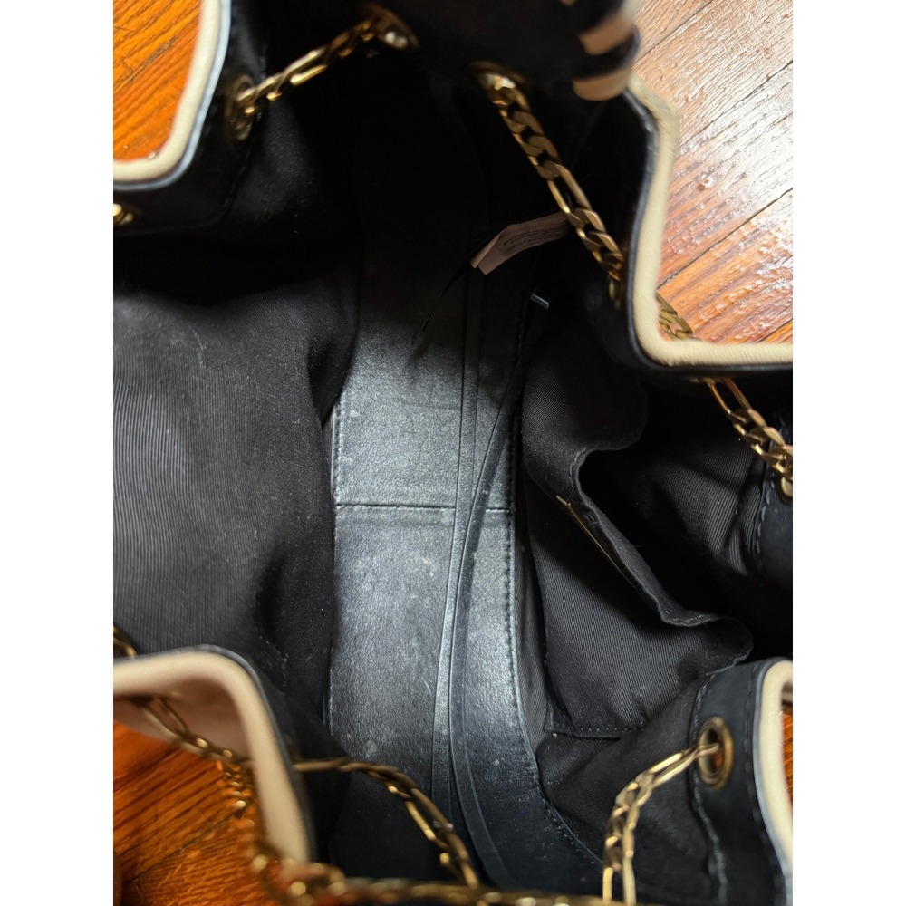 Marc Jacobs Sway Party Cream Lamb Leather Whipstitch Bucket Bag Gold Chain Strap - Picture 8 of 10